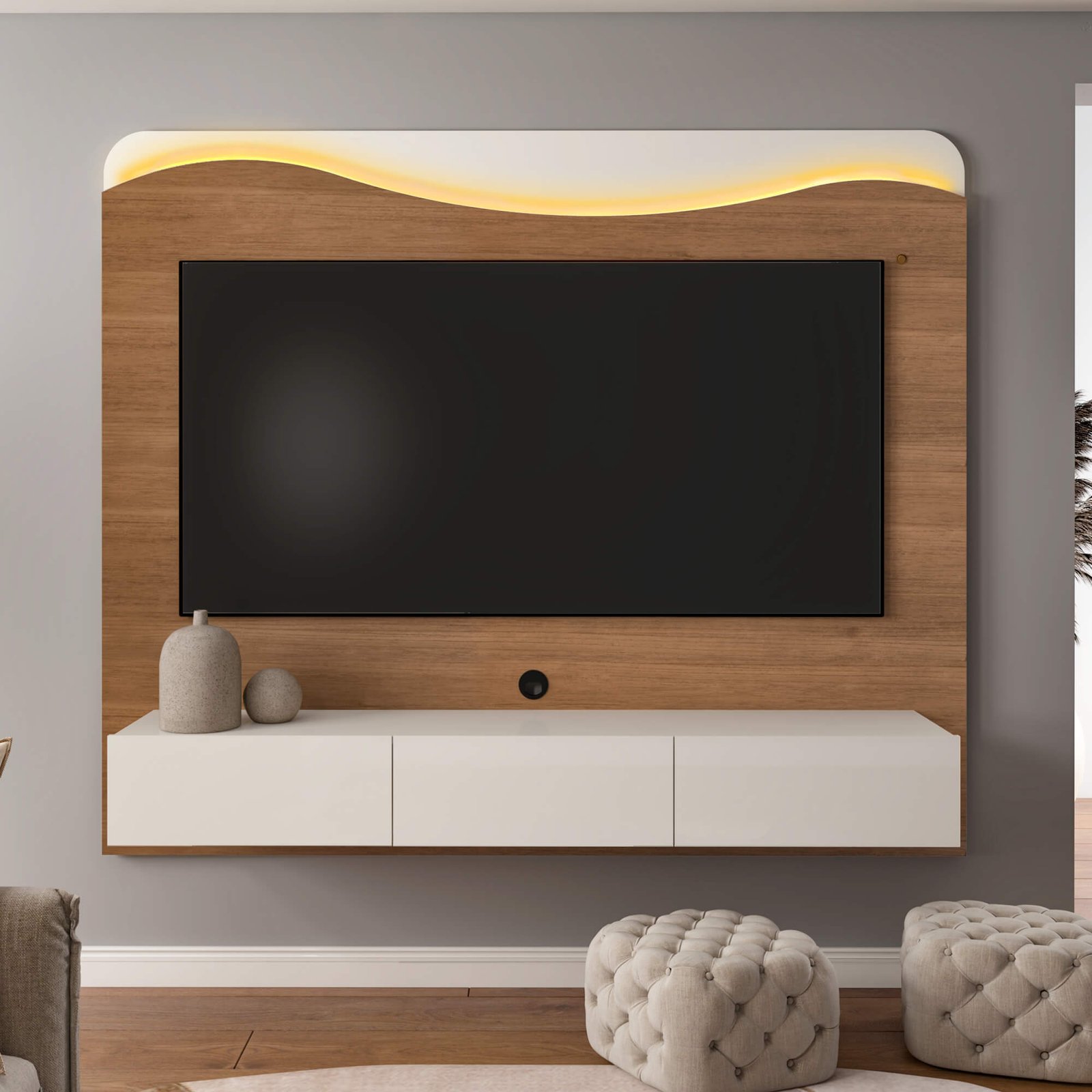 Painel até 75" Lumiere Cinamomo/Off White - ARTELY - Imagem 4