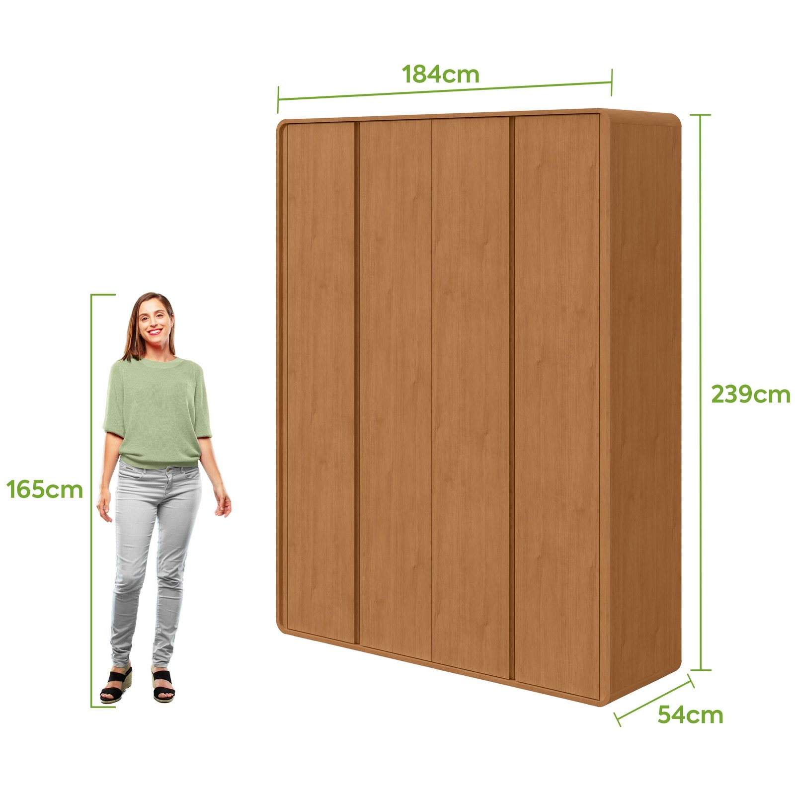 Guarda-Roupa 4 Portas Loop 1,84 m Amêndoa Clean - LOPAS - Imagem 5