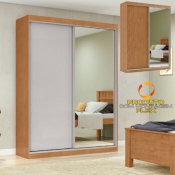 Guarda-Roupa 2 Portas Quadrix 1,54 m Amêndoa Clean/Off White/Amêndoa Clean – LOPAS