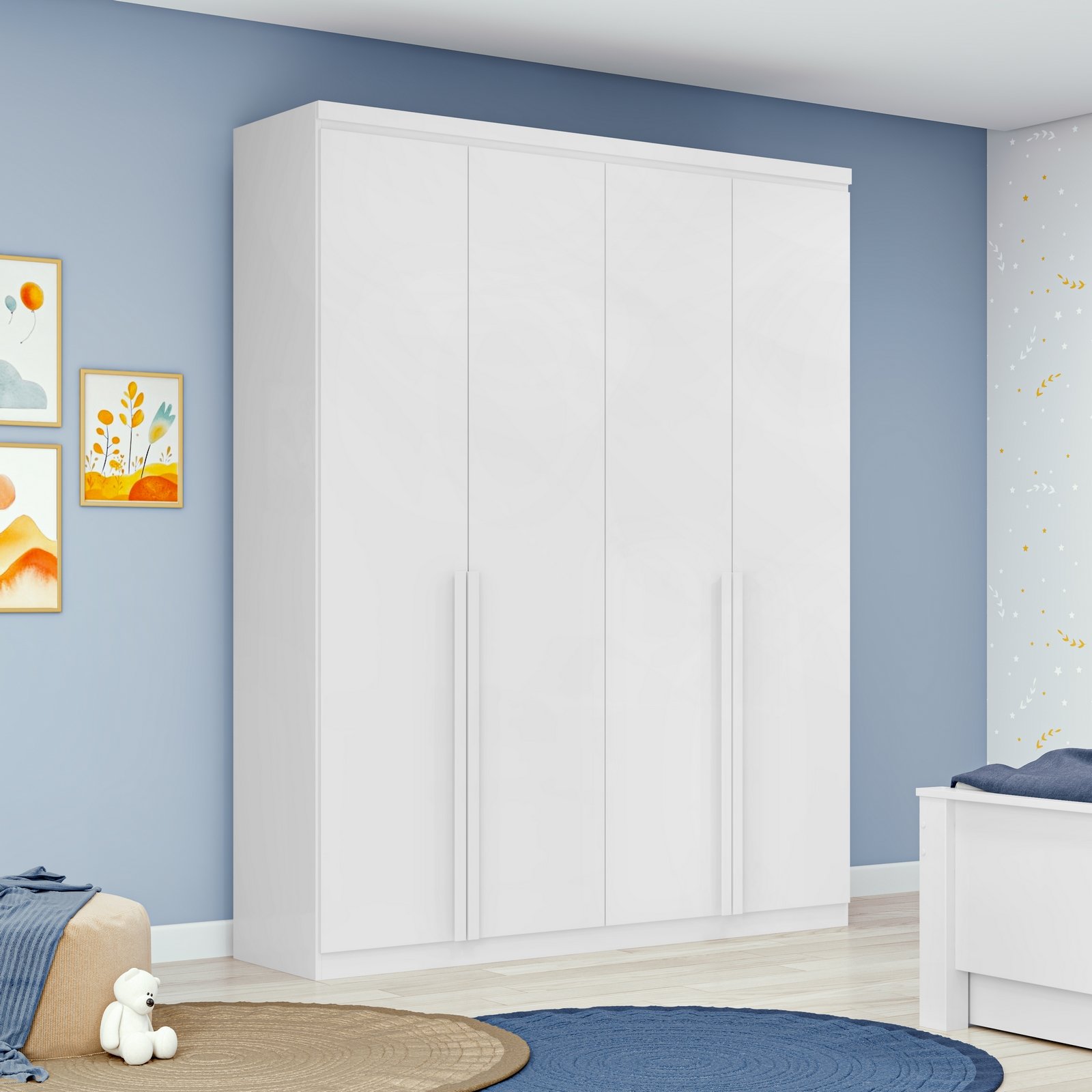 Guarda-Roupa 4 Portas Alonzo 1,54 m Branco - LOPAS