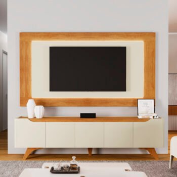 Alternative view of Painel + Rack até 65" Atenas 2.2 Off White/Naturale - MAVAULAR