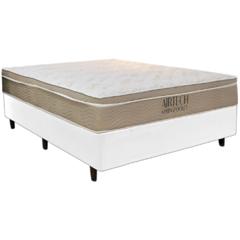 Alternative view of Colchão Casal Airtech Springpocket 25 cm D26 Molas Ensacadas + Base Simples Corino Branco – ORTOBOM + BIOSTAR