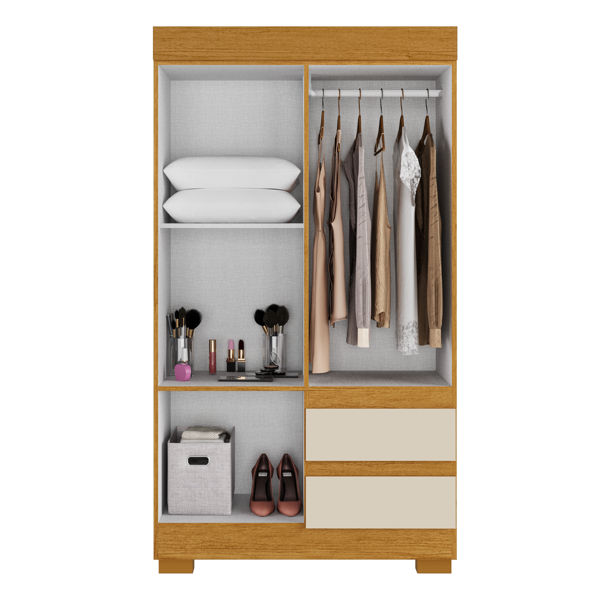 Guarda-Roupa 4 Portas Maya 0,998 m Cinamomo/Off White - ACP MÓVEIS - Imagem 2