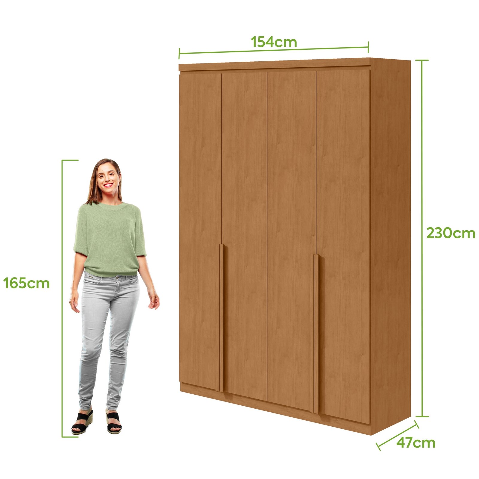 Guarda-Roupa 4 Portas Alonzo 1,54 m Amêndoa Clean - LOPAS - Imagem 5