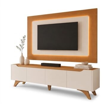 Alternative view of Painel até 58″ + Rack Atenas 1,80 m Off White/Naturale – MAVAULAR
