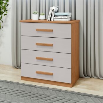 Cômoda 4 Gavetas Baião Amêndoa Clean/Off White - LOPAS