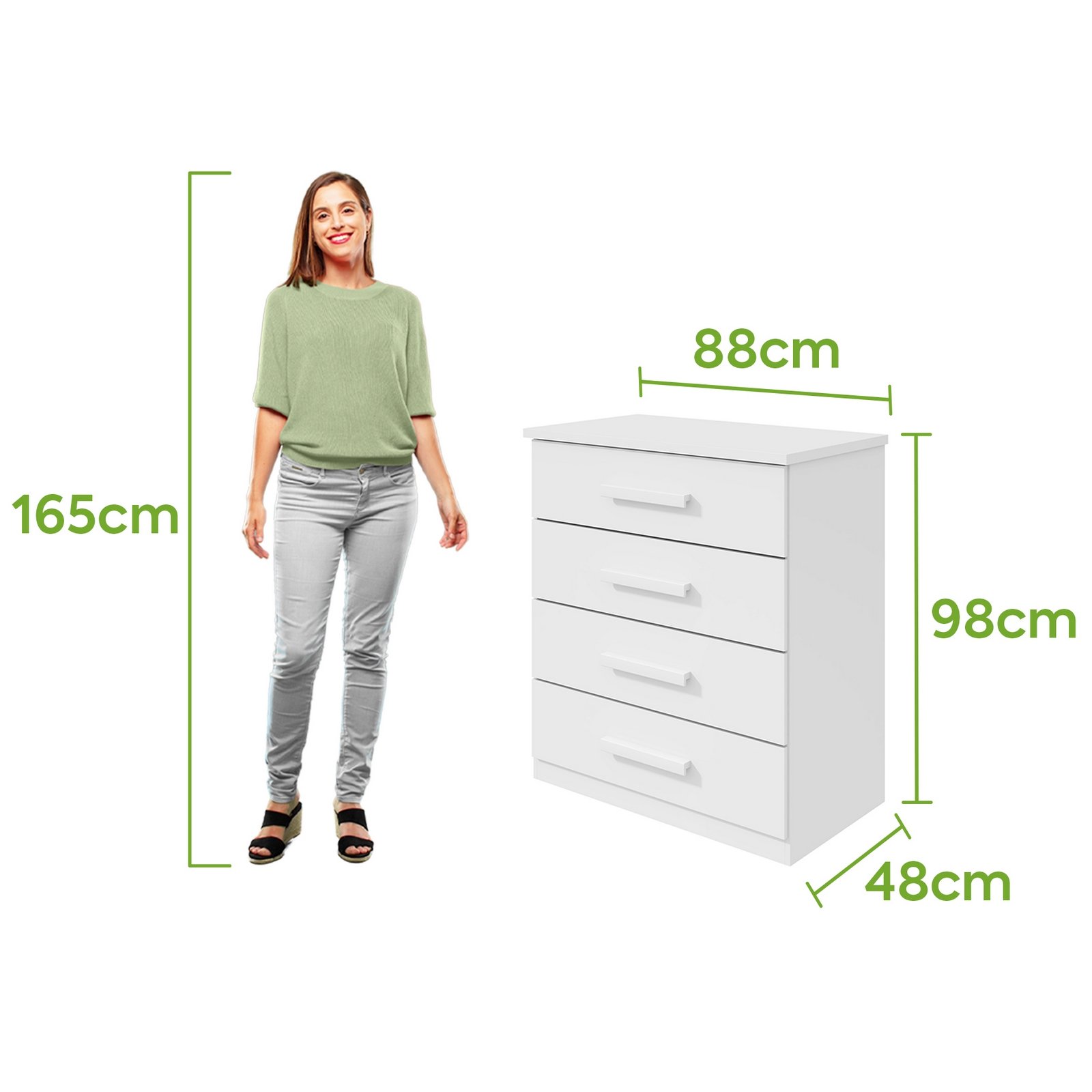Cômoda 4 Gavetas Baião Branco - LOPAS - Imagem 3