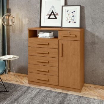 Cômoda 6 Gavetas com Sapateira Da Vinci Amêndoa Clean - LOPAS