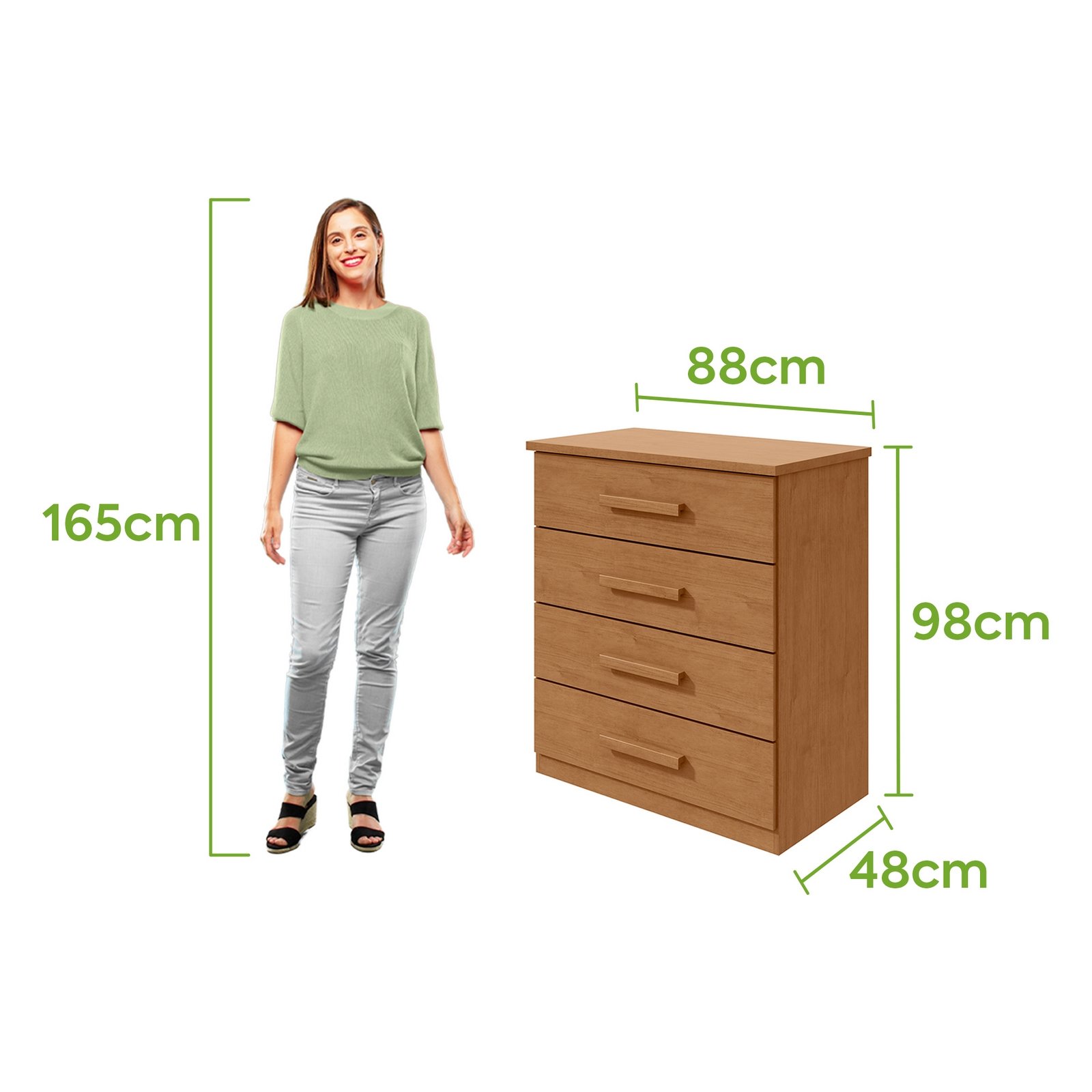 Cômoda 4 Gavetas Baião Amêndoa Clean - LOPAS - Imagem 3
