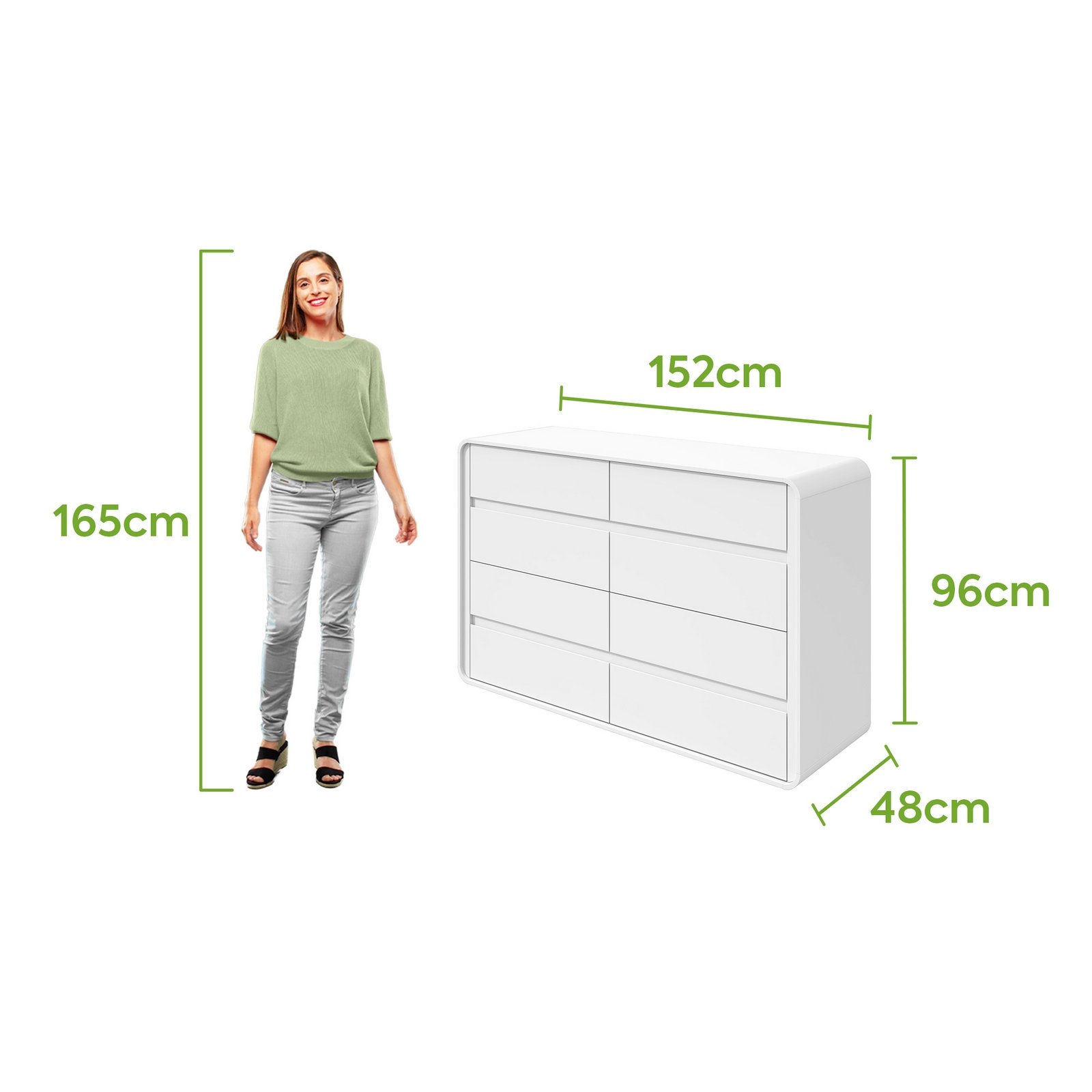 Cômoda 8 Gavetas Loop Branco - LOPAS - Imagem 3