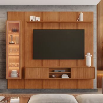 Alternative view of Painel até 75″ Dominus 2,32 m Naturale + Rack Suspenso Dominus Naturale + Cristaleira Dominus Naturale – MAVAULAR