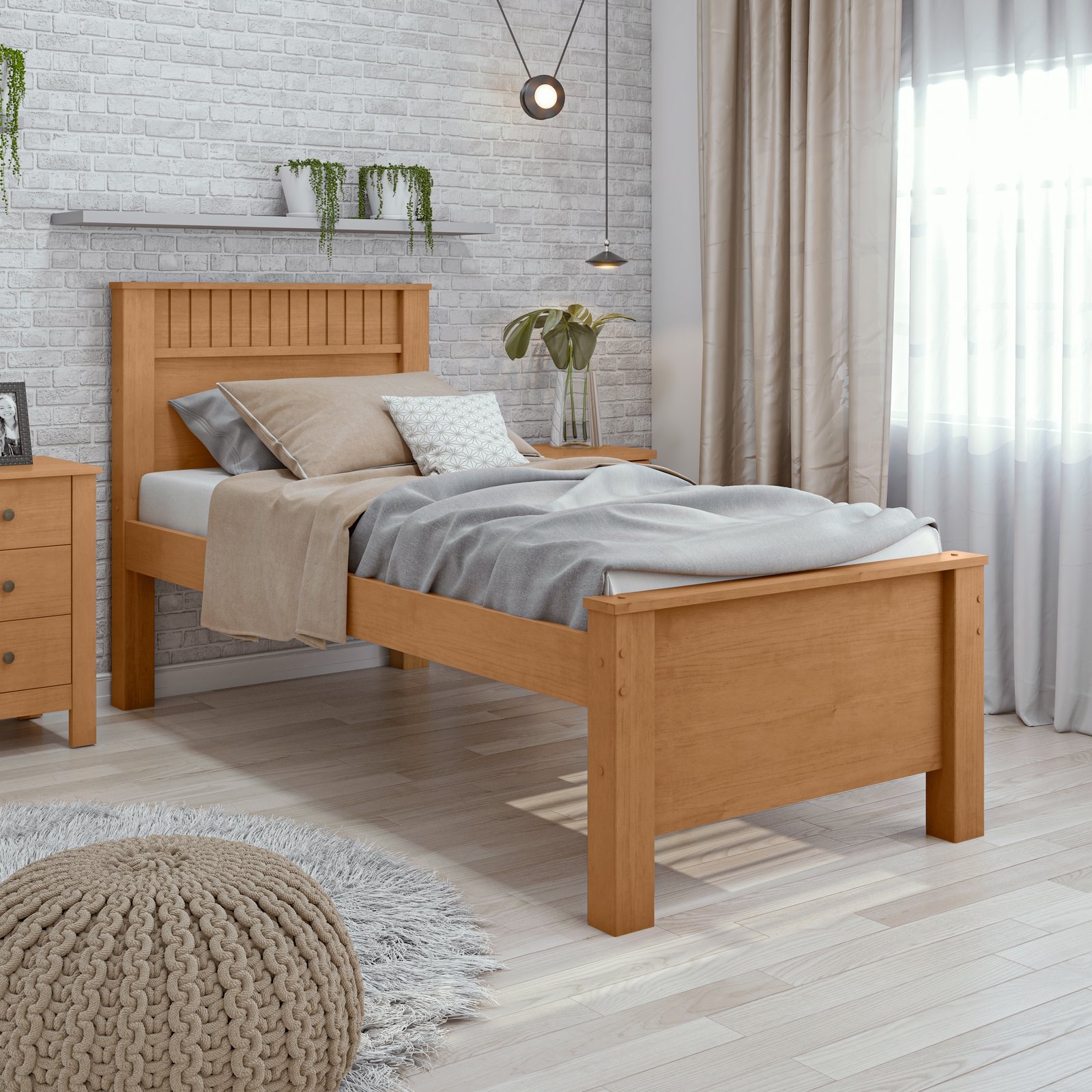 Cama Solteiro Athenas Amêndoa Clean/Off White/Amêndoa - LOPAS - Imagem 3