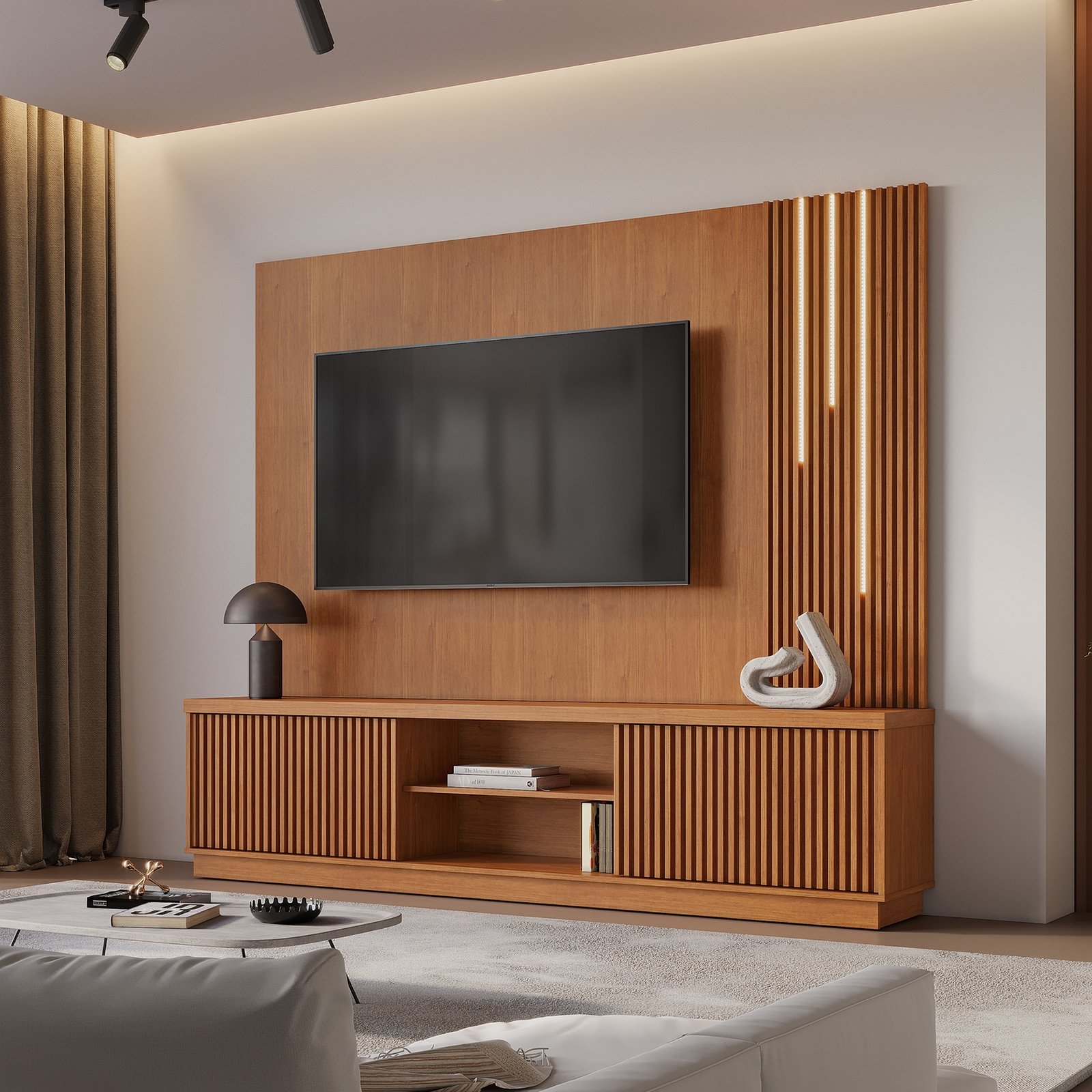 Home Theater até 75″ Arezzo New (C/LED Cascata) Naturale – MAVAULAR - Imagem 3