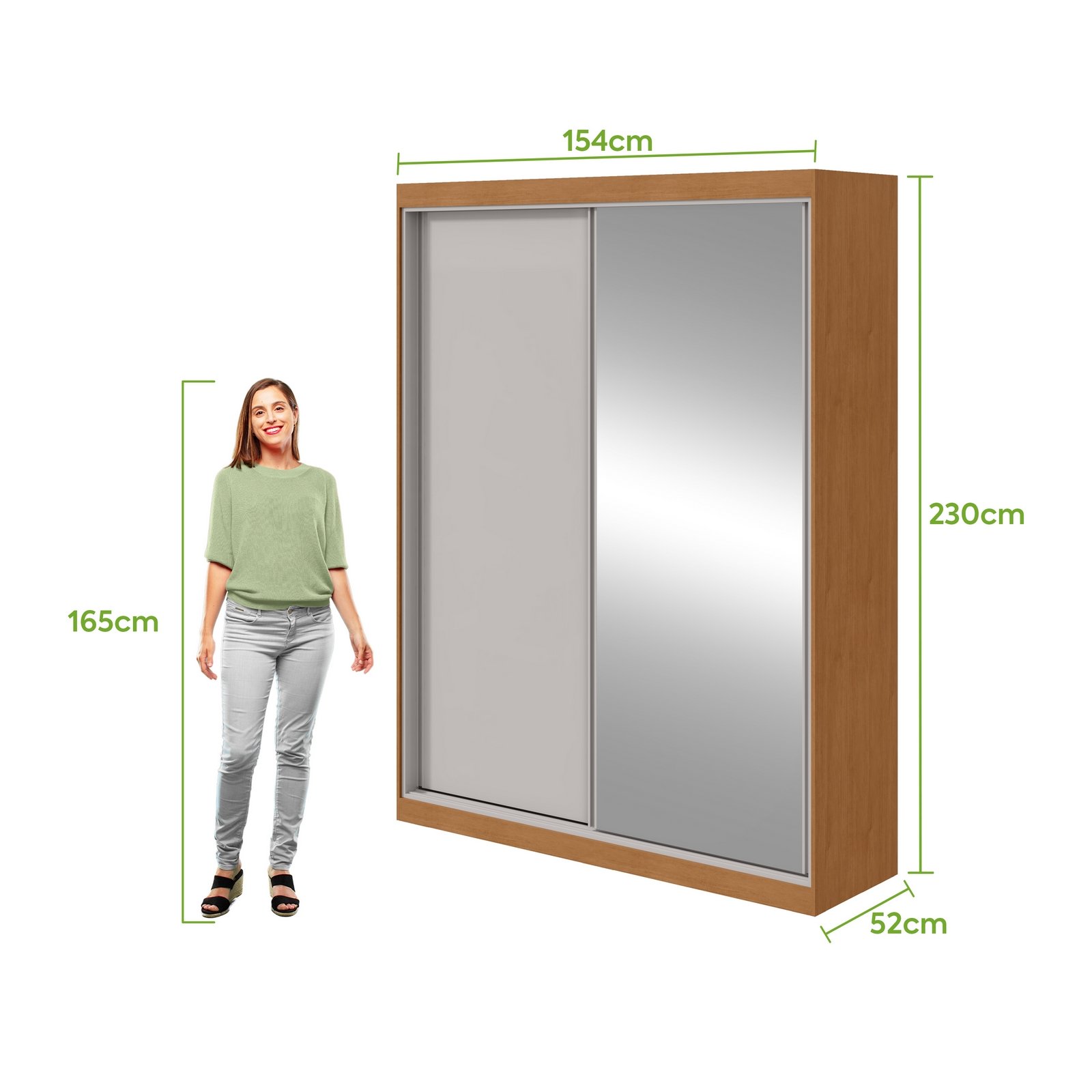 Guarda-Roupa 2 Portas Quadrix 1,54 m Amêndoa Clean/Off White/Amêndoa Clean – LOPAS - Imagem 9