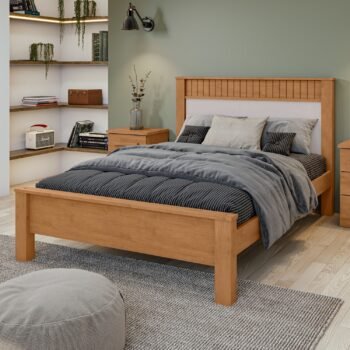 Alternative view of Cama Casal Athenas Amêndoa Clean/Off White/Amêndoa - LOPAS