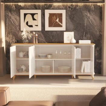 Alternative view of Buffet 4 Portas Aron Off White/Cedro – EDN MÓVEIS