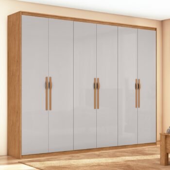 Guarda-Roupa 6 Portas Suavitá 2,70 m Amêndoa Clean/Off White - LOPAS