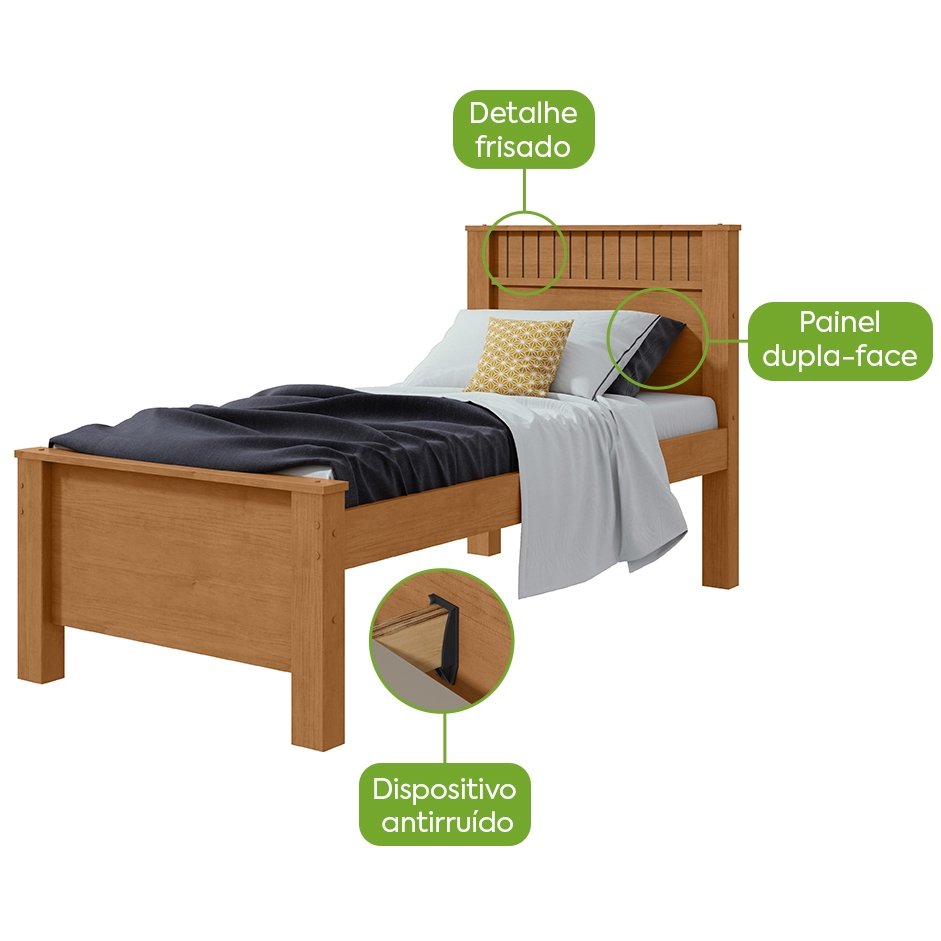 Cama Solteiro Athenas Amêndoa Clean/Off White/Amêndoa - LOPAS - Imagem 6