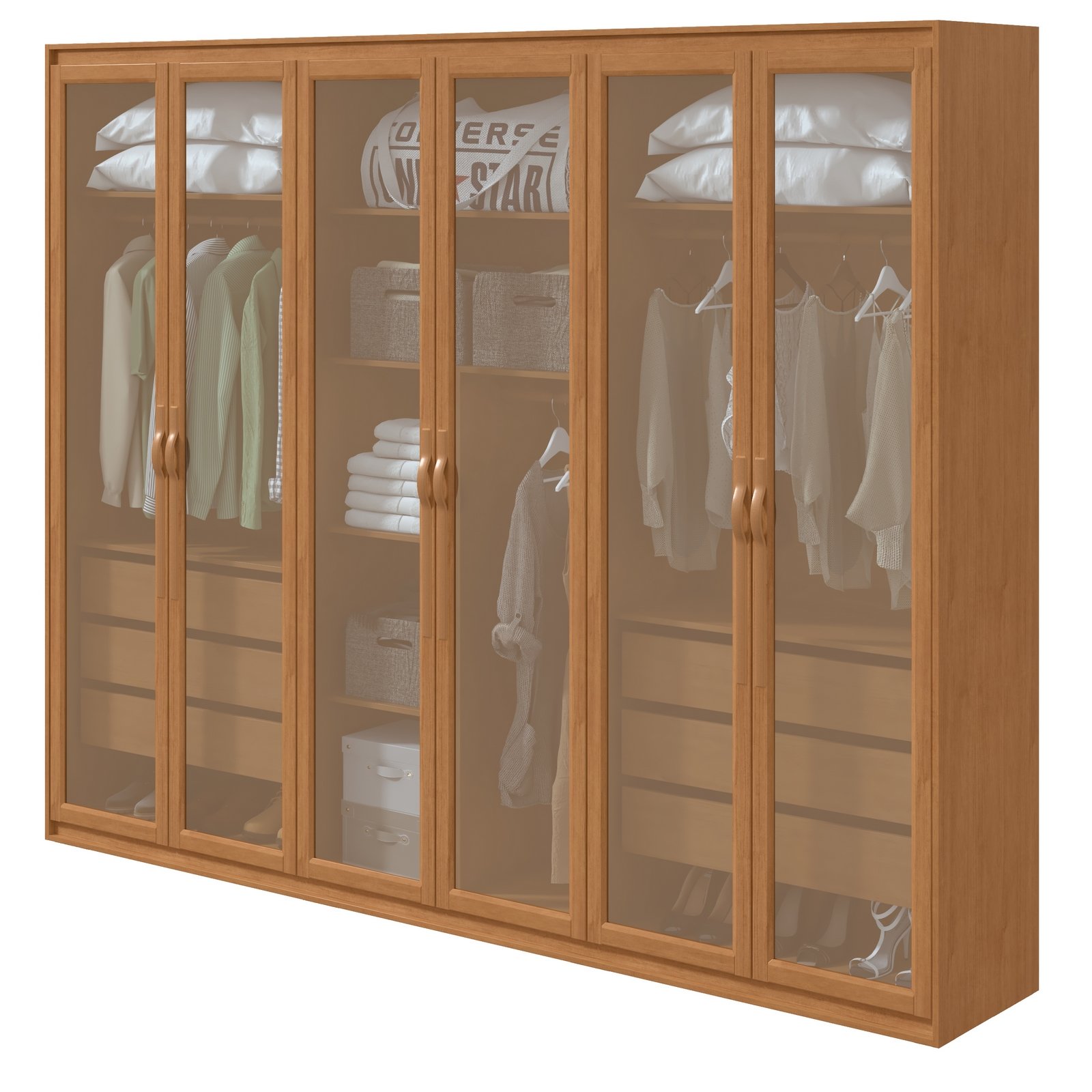 Guarda-Roupa 6 Portas Suavitá Glass 2,70 m Amêndoa Clean - LOPAS - Imagem 7