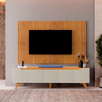 Painel Ripado até 75″ Versátilis 2,17 m Naturale + Rack Atenas Off White/Naturale – MAVAULAR