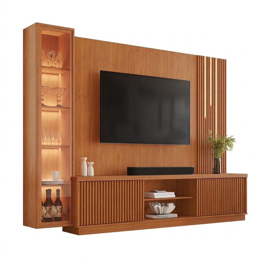 Home Theater até 75″ Arezzo New (C/LED Cascata) + Módulo Cristaleira Dominus Naturale – MAVAULAR - Imagem 3