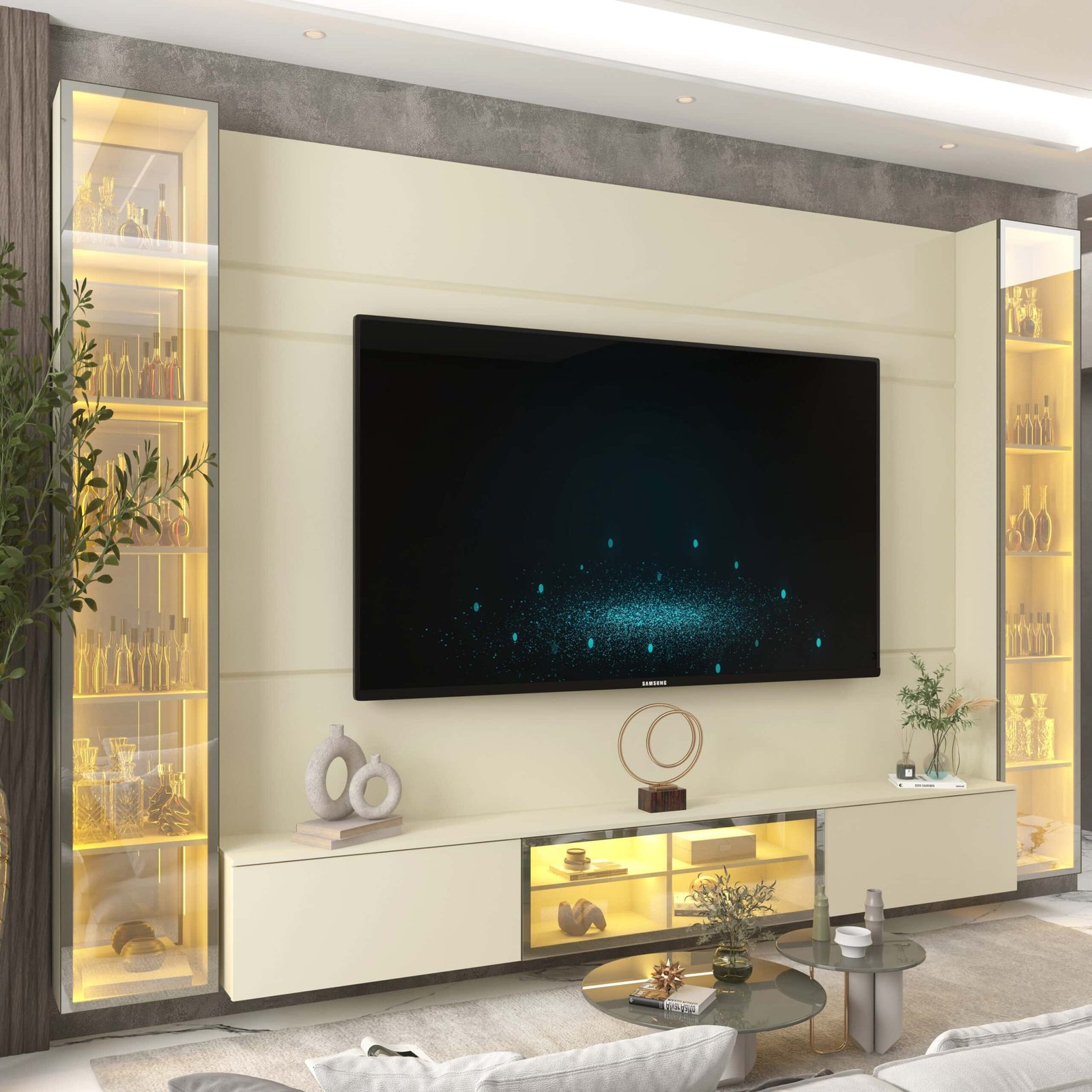 Home Suspenso até 85" Luminare Reflecta com Duas Torres 293 Off White - GELIUS (ESPECIAL)