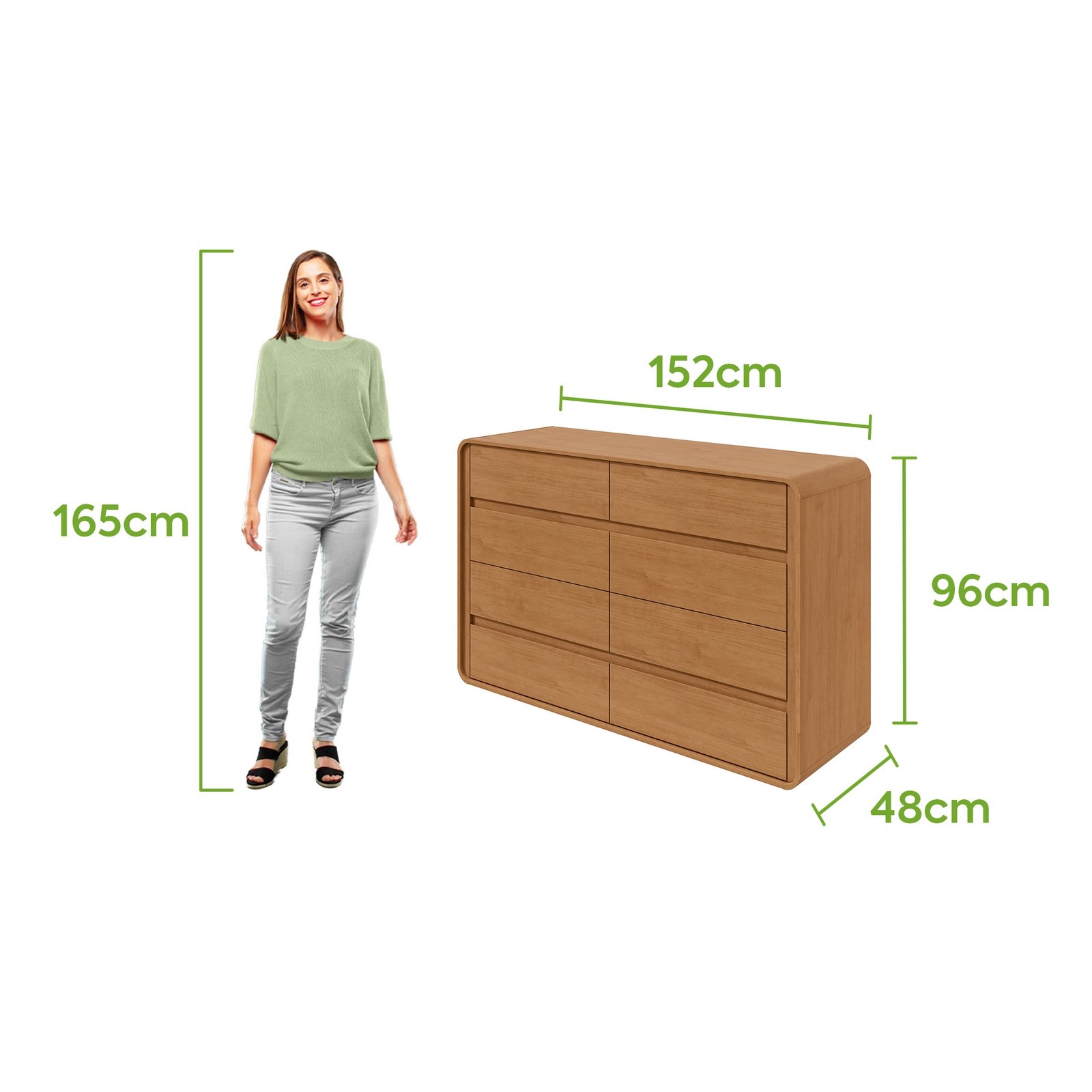 Cômoda 8 Gavetas Loop Amêndoa Clean - LOPAS - Imagem 3