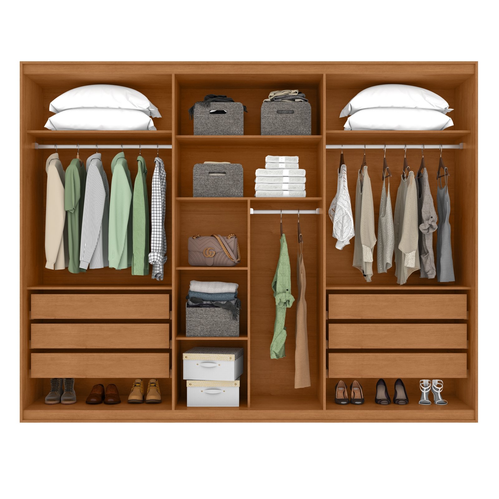 Guarda-Roupa 6 Portas Suavitá Glass 2,70 m Amêndoa Clean - LOPAS - Imagem 2