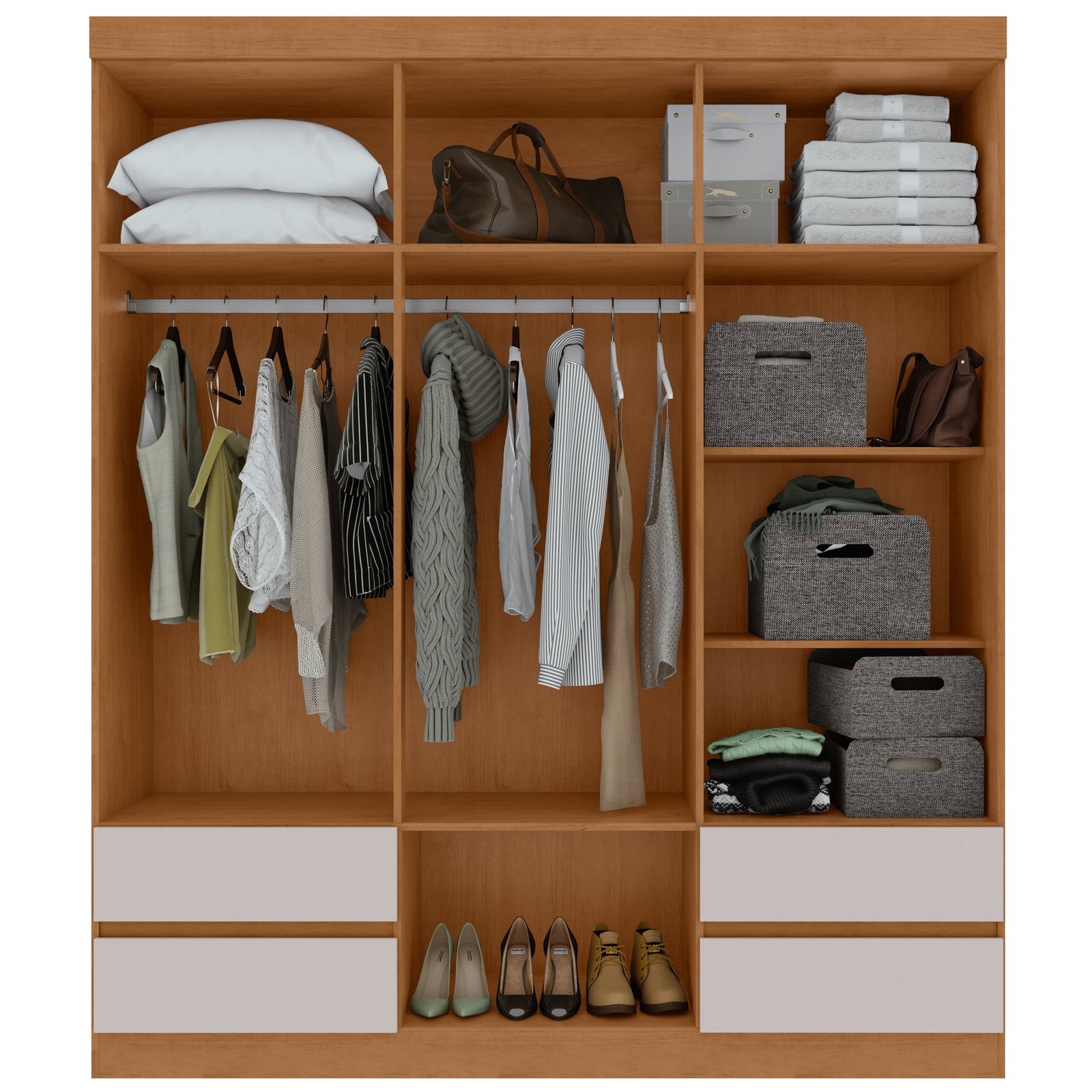 Guarda-Roupa 6 Portas Zeus 1,77 m Amêndoa Clean/Off White - LOPAS - Imagem 2