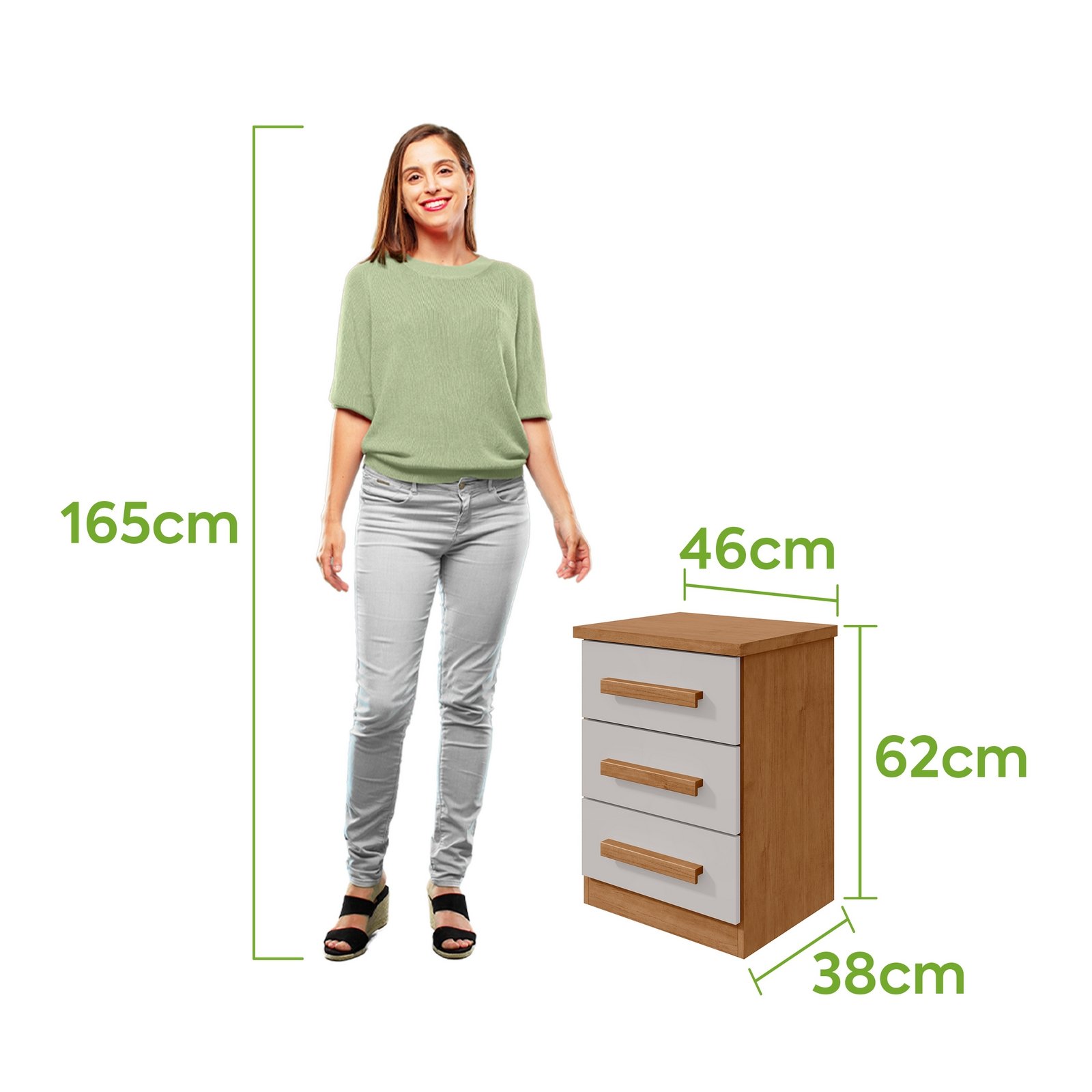 Mesa de Cabeceira Baião Amêndoa Clean/Off White - LOPAS - Imagem 3