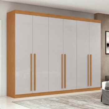 Guarda-Roupa 6 Portas Bertha Amêndoa Clean/Off White – LOPAS