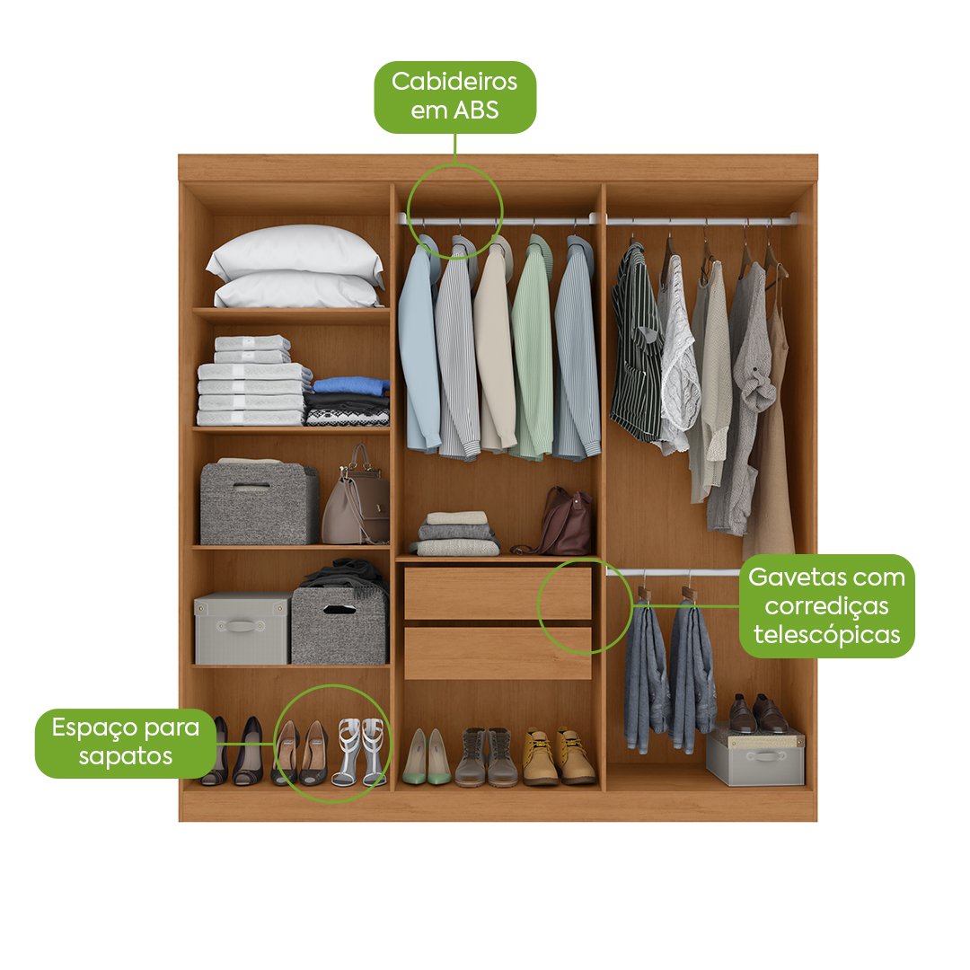 Guarda-Roupa 6 Portas Andara 1,77 m Amêndoa Clean/Off White - LOPAS - Imagem 4