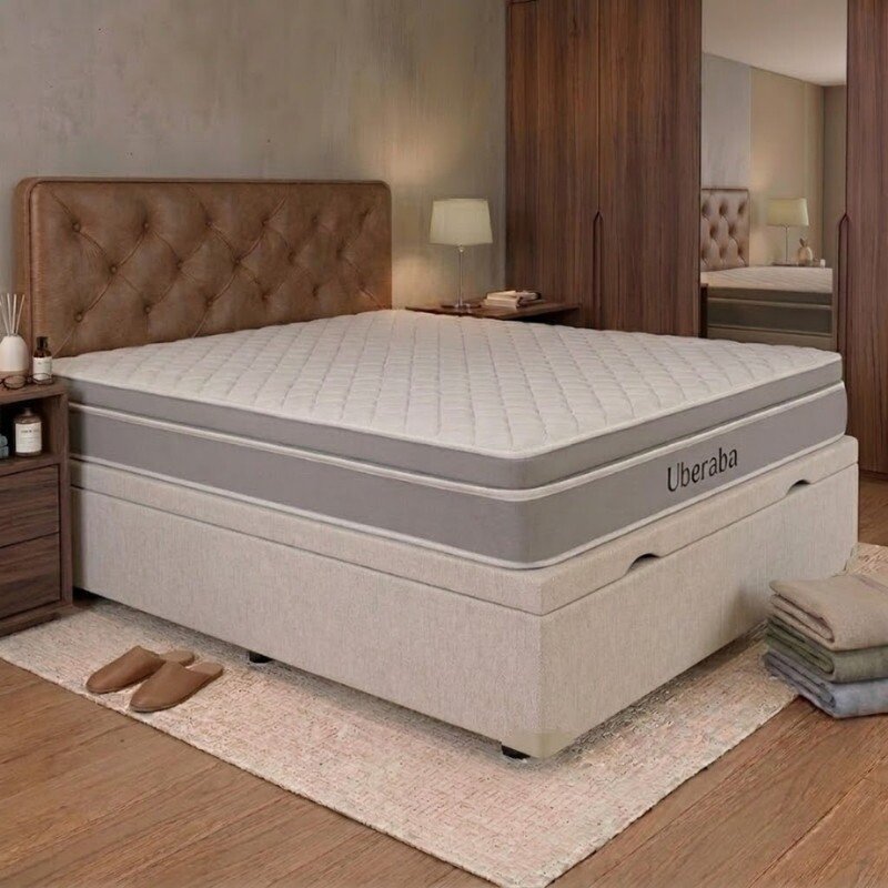 Colchão Casal Uberaba Espuma Viscoelástica ColchoMinas + Box Baú Casal Prime Confort Korino Linho Palha Blindado Issacar - 138x188x75 | Suporta até 300kg - Imagem 9