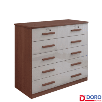 Cômoda Ryad Com 10 Gavetas Castanho/Off - D Doro