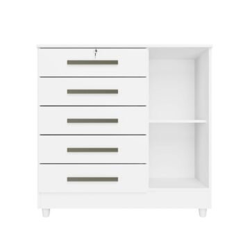 Alternative view of Cômoda Vitória com 5 Gavetas e 1 Porta Branco Rud Rack