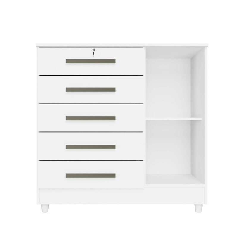 Cômoda Vitória com 5 Gavetas e 1 Porta Branco Rud Rack - Imagem 2