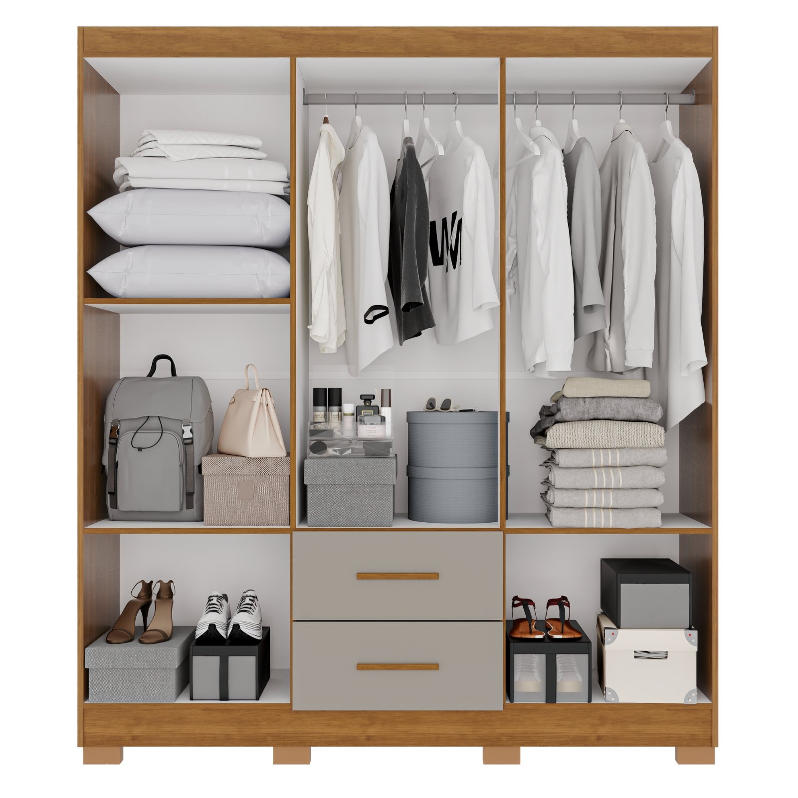 Guarda-Roupa 6 Portas Estrela Premium 1,50 m Cinamomo/Off White - SALLÊTO - Imagem 2