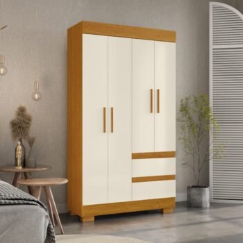 Guarda-Roupa 4 Portas Maya 0,998 m Cinamomo/Off White - ACP MÓVEIS