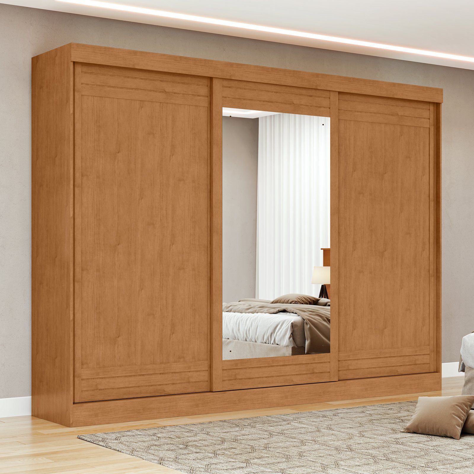 Guarda-Roupa 3 Portas Nice 2,70 m Amêndoa Clean/Off White/Amêndoa Clean – LOPAS - Imagem 3