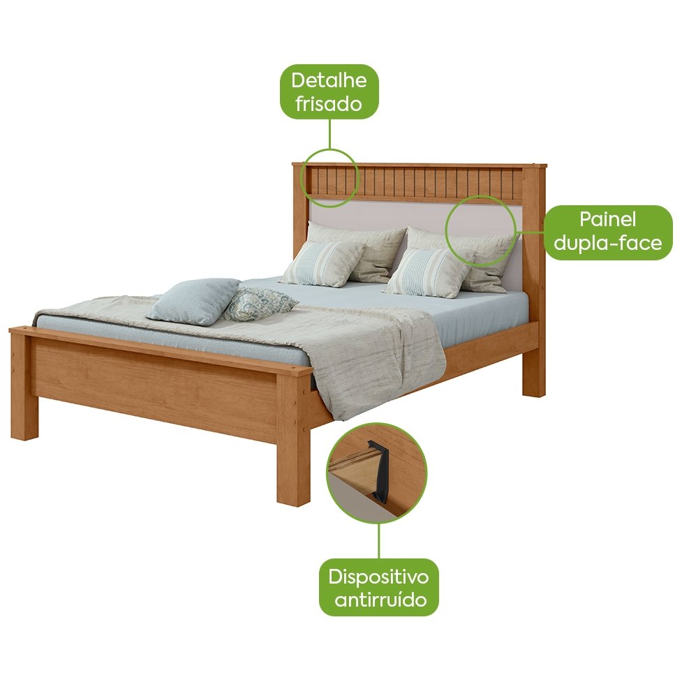 Cama Casal Athenas Amêndoa Clean/Off White/Amêndoa - LOPAS - Imagem 5