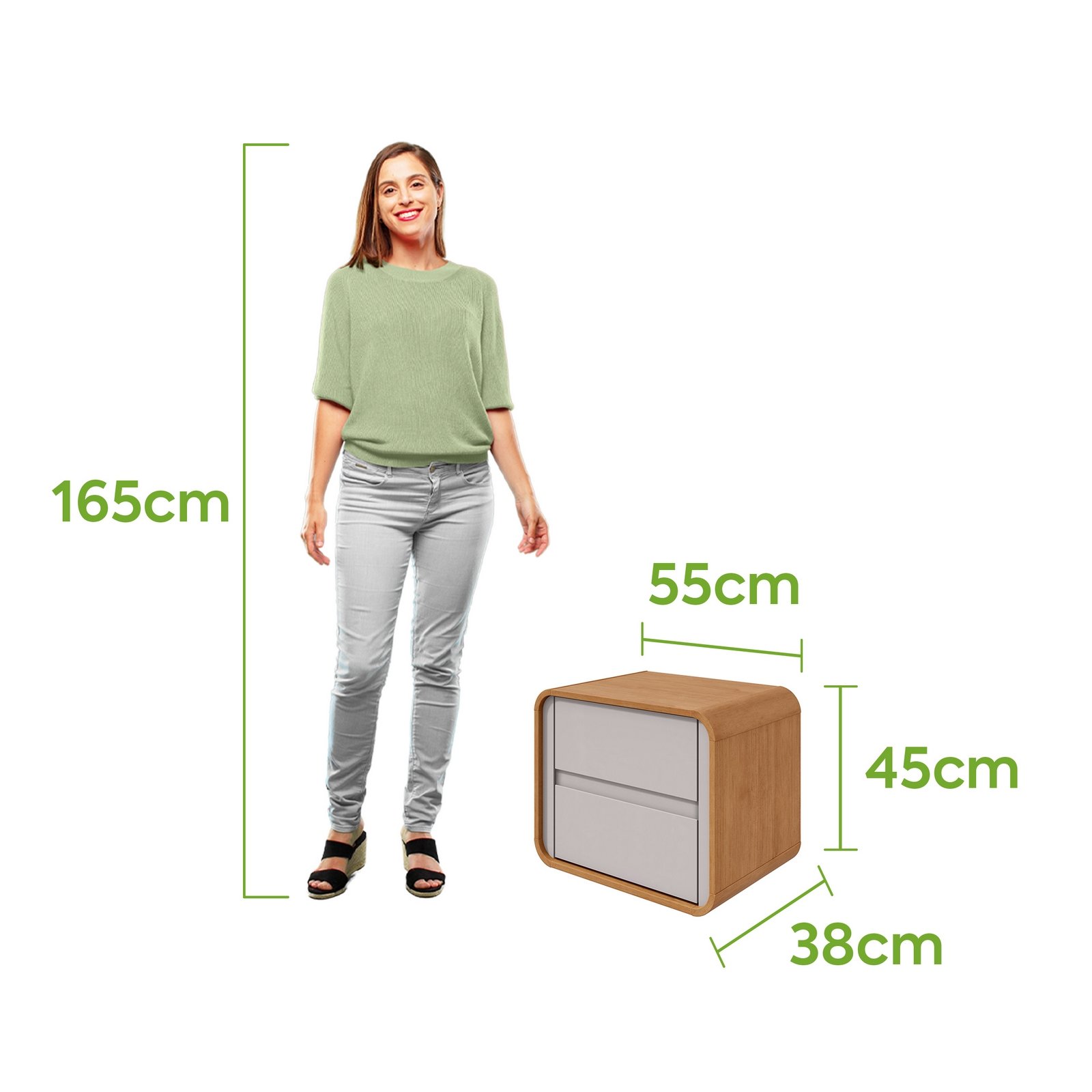 Mesa de Cabeceira Loop Amêndoa Clean/Off White - LOPAS - Imagem 3
