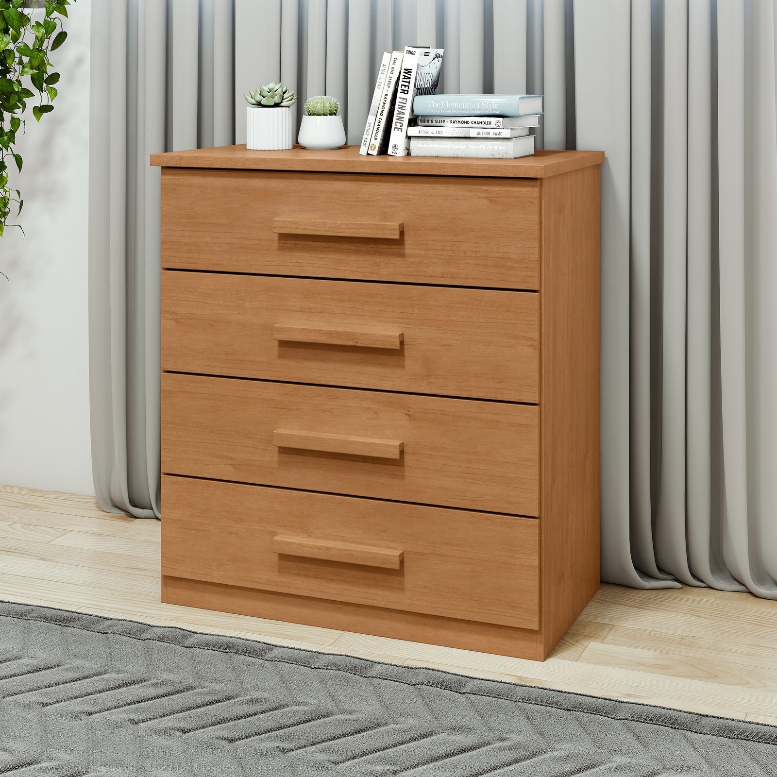 Cômoda 4 Gavetas Baião Amêndoa Clean - LOPAS
