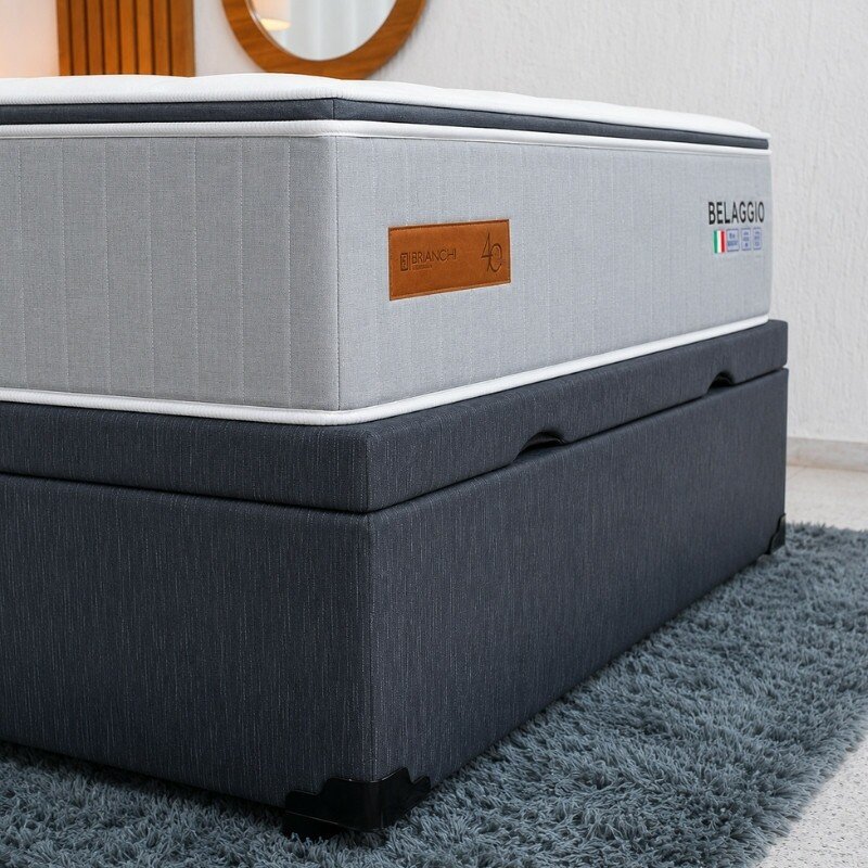 Colchão Casal Belaggio Molas Ensacadas - Bianchi Colchões + Box Baú Casal Prime Confort Corino Petróleo Blindado - Issacar 138x188x77 | Suporta até 400kg - Imagem 6