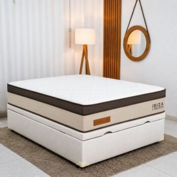 Colchão Casal Ibiza Molas Ensacadas - Bianchi Colchões + Box Baú Casal Prime Confort Corino Palha Blindado - Issacar 138x188x78 | Suporta até 400kg