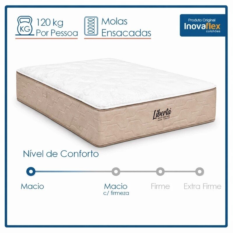 Colchão Queen Libertá 158x198x32 Molas Ensacadas Inovaflex | Suporta até 120kg - Imagem 6