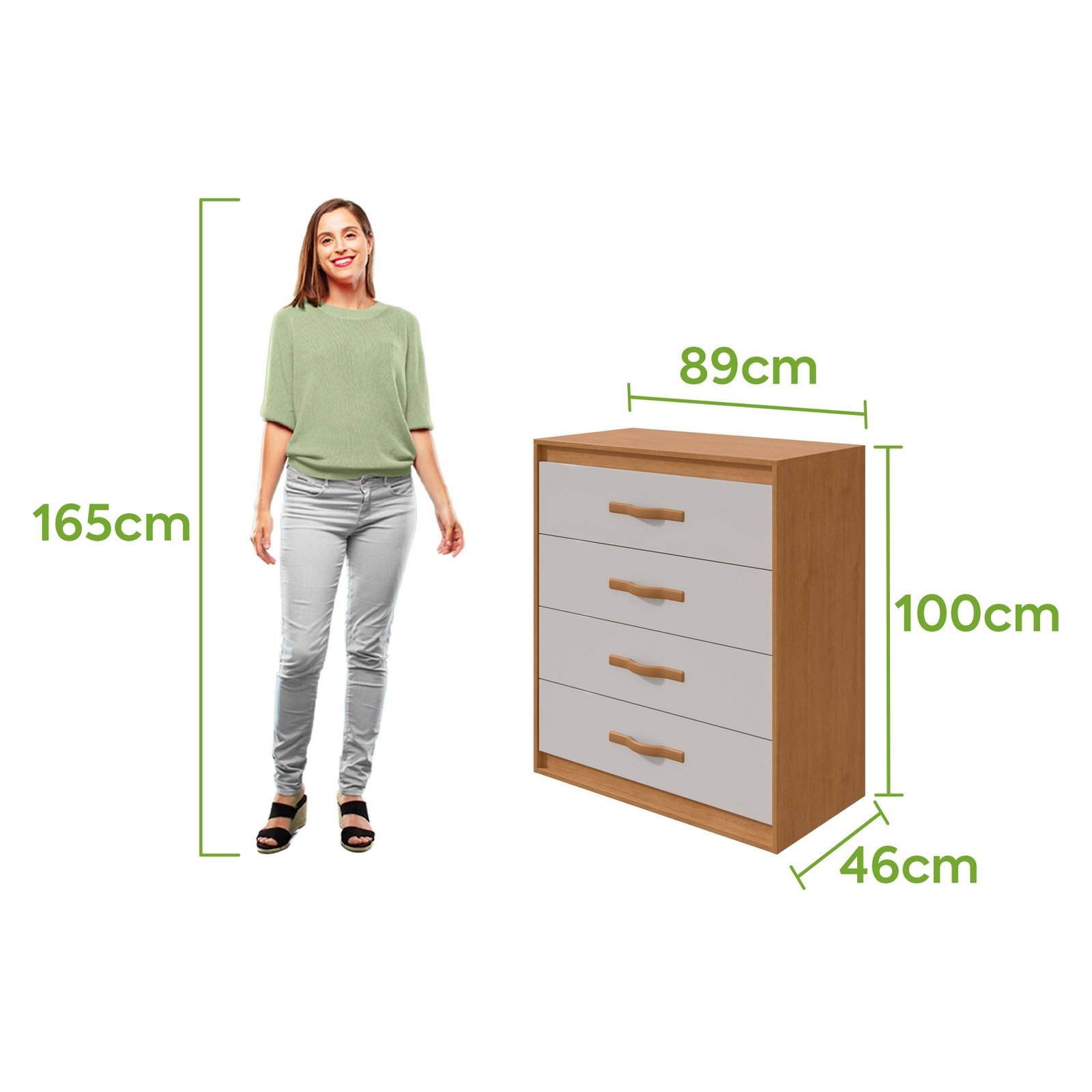 Cômoda 4 Gavetas Suavitá Amêndoa Clean/Off White - LOPAS - Imagem 3