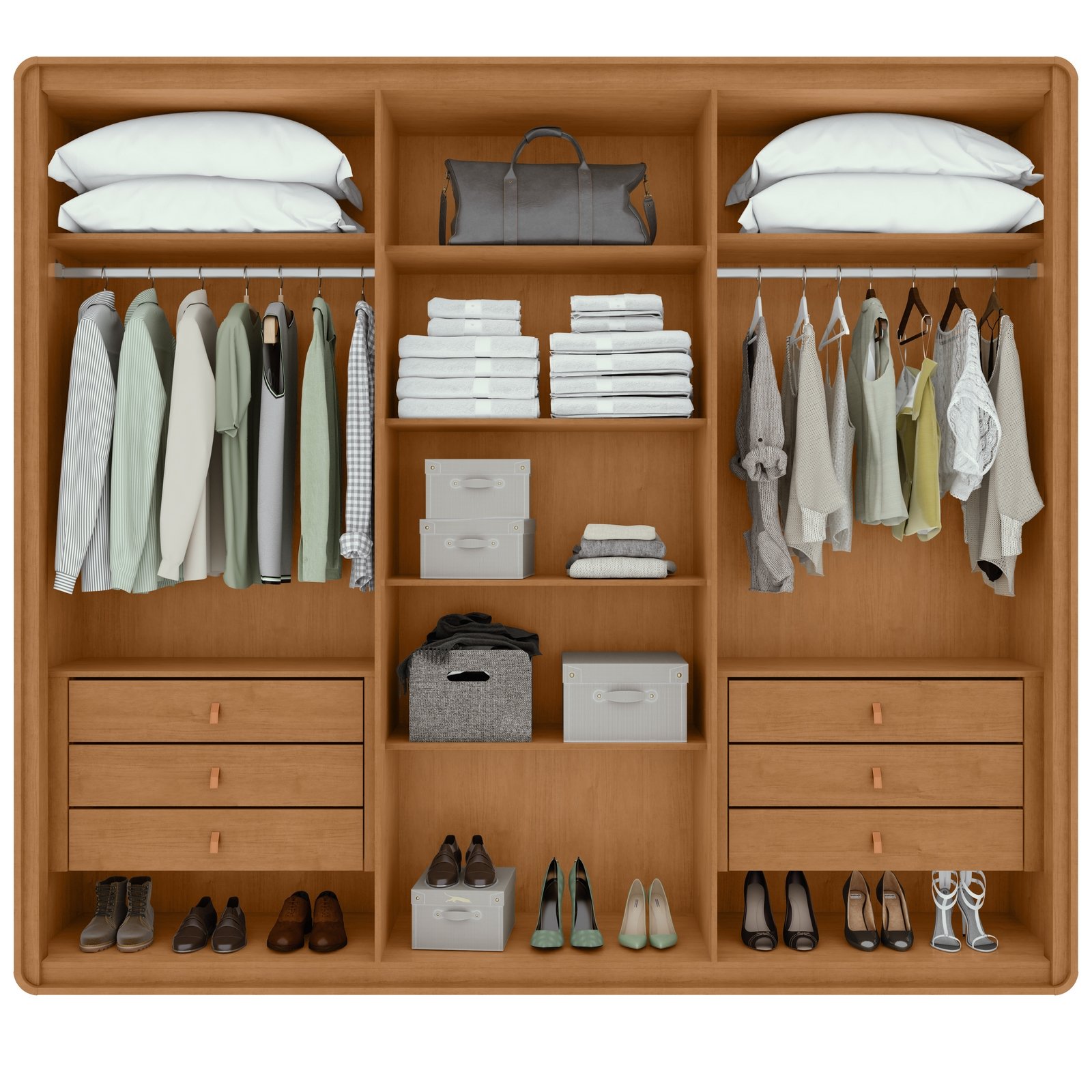Guarda-Roupa 6 Portas Loop 2,70 m Amêndoa Clean - LOPAS - Imagem 2