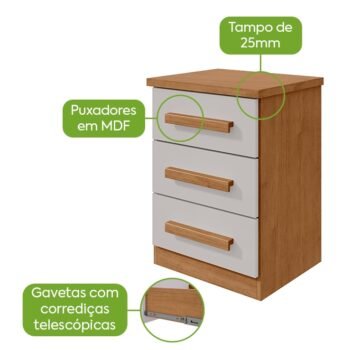 Alternative view of Mesa de Cabeceira Baião Amêndoa Clean/Off White - LOPAS