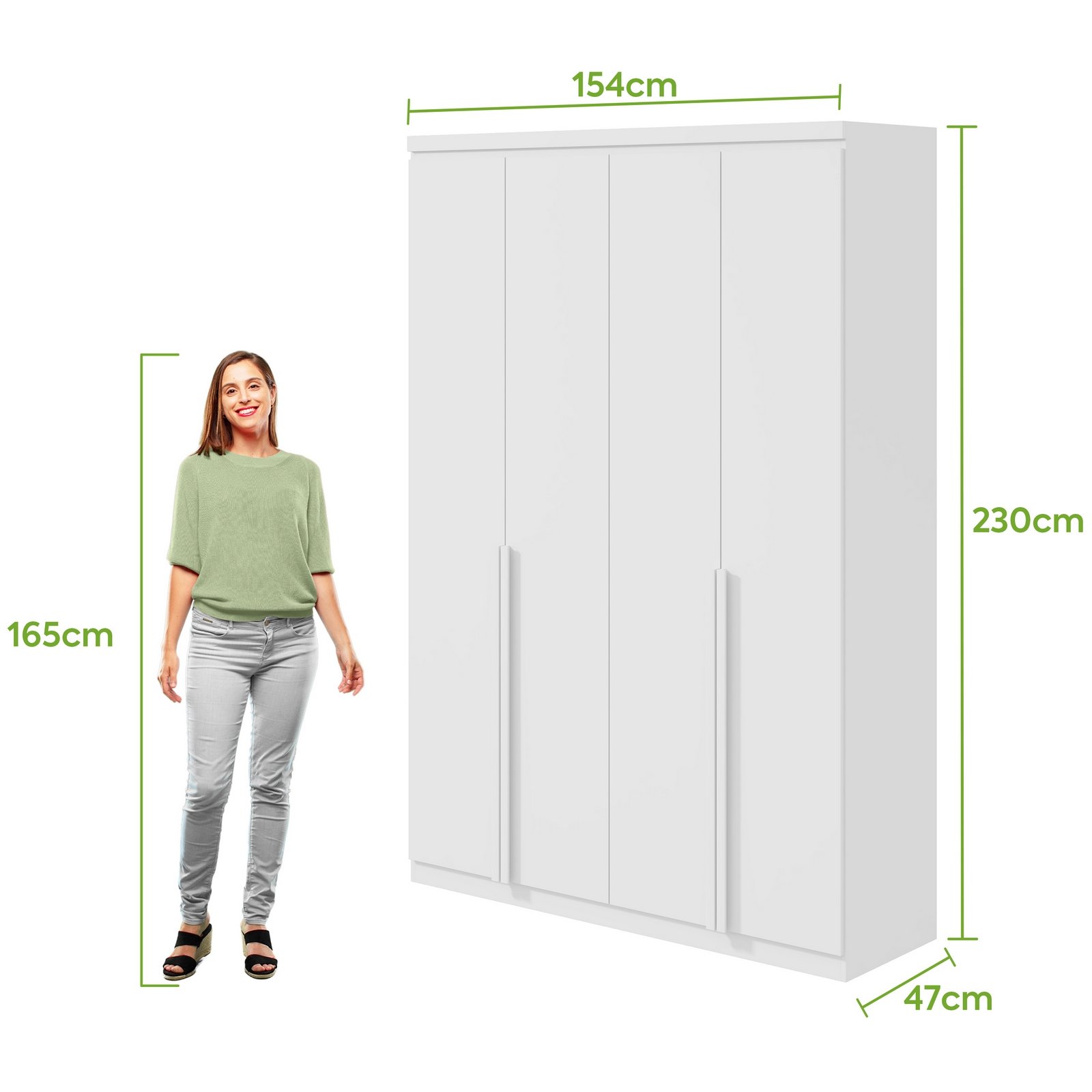 Guarda-Roupa 4 Portas Alonzo 1,54 m Branco - LOPAS - Imagem 5