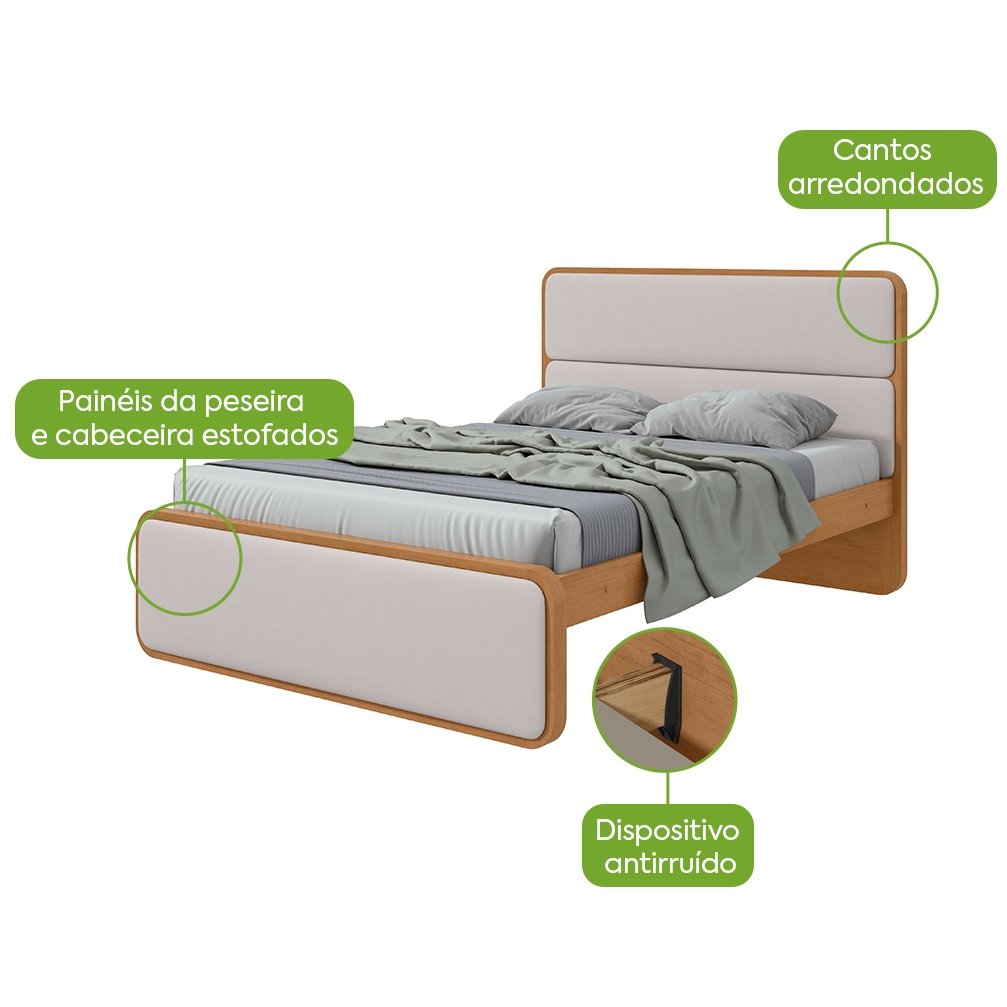 Cama Casal Loop Amêndoa Clean - LOPAS - Imagem 2